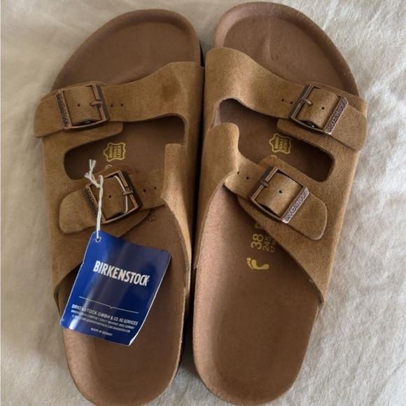 Birkenstock Shoes - Birkenstock Light Brown Suede Sandals